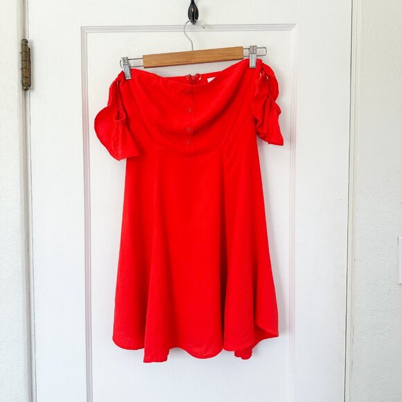 ASTR The Label | Rosaria‎ Off the Shoulder Mini Sundress Dress in Red Size Small - Picture 4 of 7